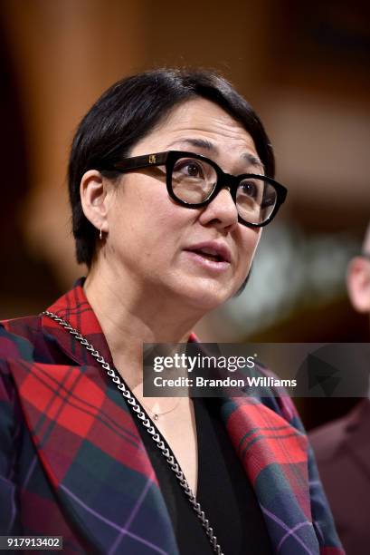 Producer Ramsey Naito speaks at the 7th Annual Made in Hollywood Honors Awards Ceremony at Los Angeles City Hall on February 13, 2018 in Los Angeles,...