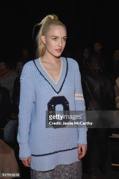 Carlotta Kohl attends the Coach 1941 front row during New York Fashion Week at Basketball City on February 13, 2018 in New York City.
