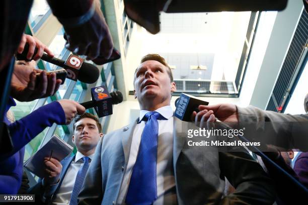 General manager Chris Ballard of the Indianapolis Colts addresses the media following a press conference introducing head coach Frank Reich at Lucas...