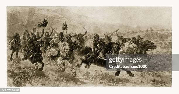 stockillustraties, clipart, cartoons en iconen met attila de hun, 434-453 a.d. gravure - mongoolse etniciteit