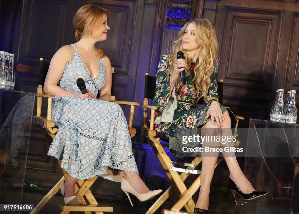 Patti Murin and Caissie Levy at Disney's "Frozen: The Broadway Musical" cast photo call & panel conversation at The Refectory at The High Line Hotel...