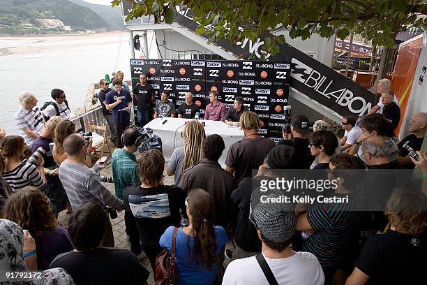 Association of Surfing Professionals members,Joel Parkinson, Mick Fanning ASP CEO Brodie Carr and ASP Events Council Chairman Neil Ridgeway all of...