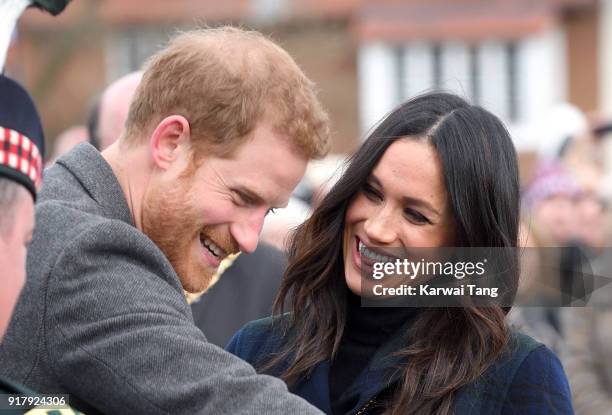 Prince Harry and Meghan Markle visit Edinburgh Castle during their first official joint visit to Scotland on February 13, 2018 in Edinburgh, Scotland.