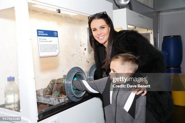 Danielle Lloyd attends the launch of Dinosaurs in the Wild at Greenwich Peninsula on February 13, 2018 in London, England.