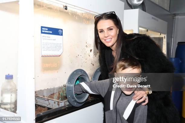 Danielle Lloyd attends the launch of Dinosaurs in the Wild at Greenwich Peninsula on February 13, 2018 in London, England.