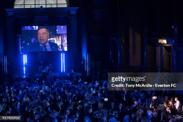 Sam Allardyce manager of Everton speaks during the Everton in the Community Gala Dinner at St Georges Hall on February 13, 2018 in Liverpool, England.