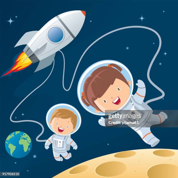 rocket during a space travel. - astronaut kid stock illustrations