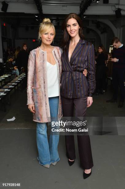 Actor Malin Akerman and model Hilary Rhoda attend the Carlisle Fall/Winter 2018 Runway Show during New York Fashion Week at Pier 59 Studios on...
