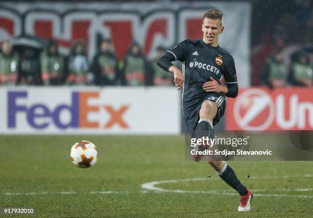 Pontus Wernbloom of CSKA Moscow in action during the UEFA Europa League Round of 32 match between Crvena Zvezda Belgrade and CSKA Moscow at the Rajko...