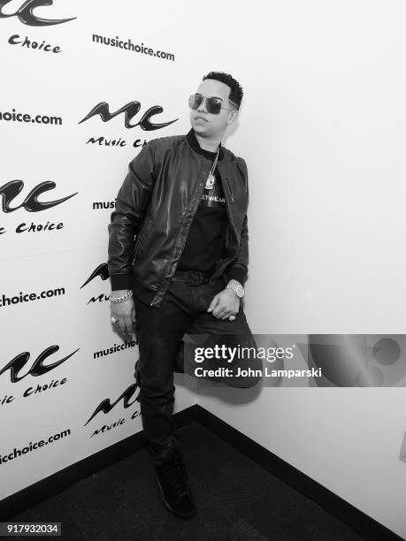 Singer J Alvarez visits Music Choice on February 13, 2018 in New York City.