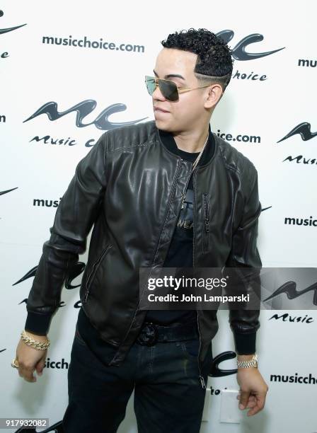 Singer J Alvarez visits Music Choice on February 13, 2018 in New York City.