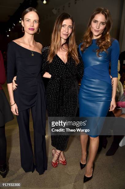 Alicia Rountree, Valentina Micchetti, and Aliena Avramenko attend the Chiara Boni La Petite Robe front row during New York Fashion Week: The Shows at...