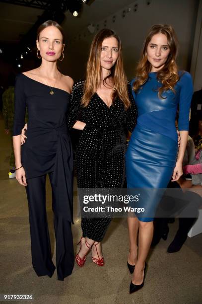 Alicia Rountree, Valentina Micchetti, and Aliena Avramenko attend the Chiara Boni La Petite Robe front row during New York Fashion Week: The Shows at...