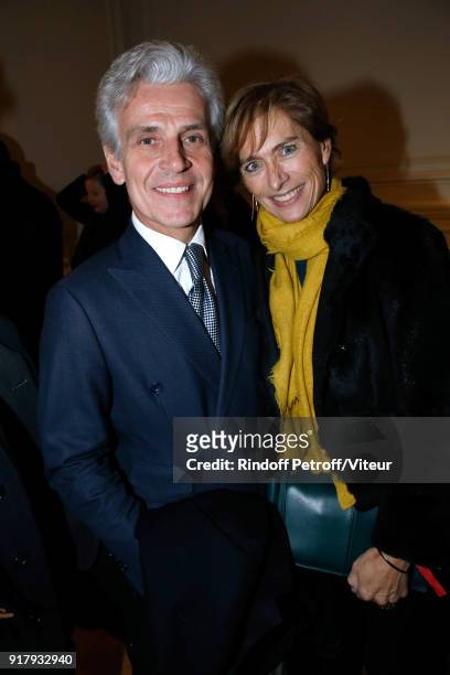 Christophe de Backer and Miss Charles-Henri Filippi attend the Charity Gala against Alzheimer's disease - Cocktail at Hotel Salomon de Rothschild on...