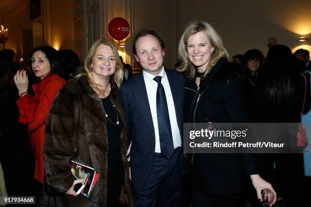 Zoe Logak, her husband Philippe Logak and Diana Levaton attend the Charity Gala against Alzheimer's disease - Cocktail at Hotel Salomon de Rothschild...