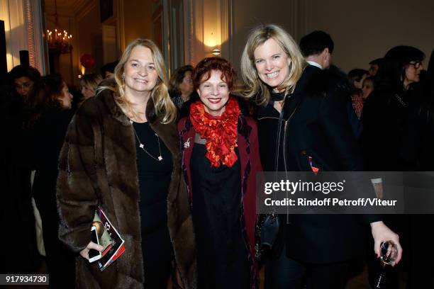 Zoe Logak, Agathe Natanson and Diana Levaton attend the Charity Gala against Alzheimer's disease - Cocktail at Hotel Salomon de Rothschild on...