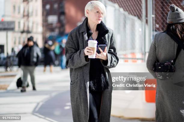 Kate Lanphear seen outside Gabriela Hearst on February 13, 2018 in New York City.