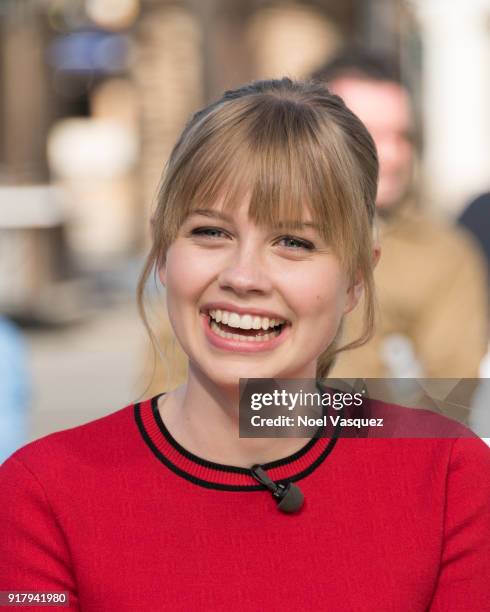 Angourie Rice visits "Extra" at Universal Studios Hollywood on February 13, 2018 in Universal City, California.