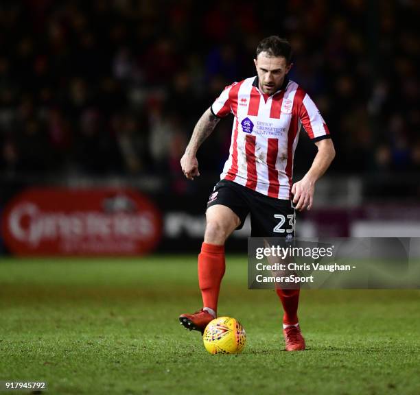 Lincoln City's Neal Eardley during the Sky Bet League Two match between Lincoln City and Cheltenham Town at Sincil Bank Stadium on February 13, 2018...