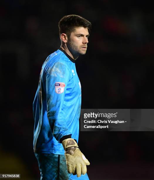 Cheltenham Town's Scott Flinders during the Sky Bet League Two match between Lincoln City and Cheltenham Town at Sincil Bank Stadium on February 13,...