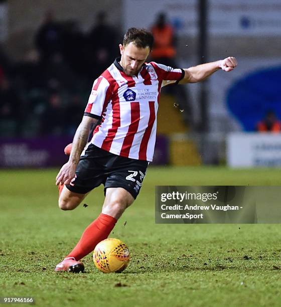 Lincoln City's Neal Eardley during the Sky Bet League Two match between Lincoln City and Cheltenham Town at Sincil Bank Stadium on February 13, 2018...