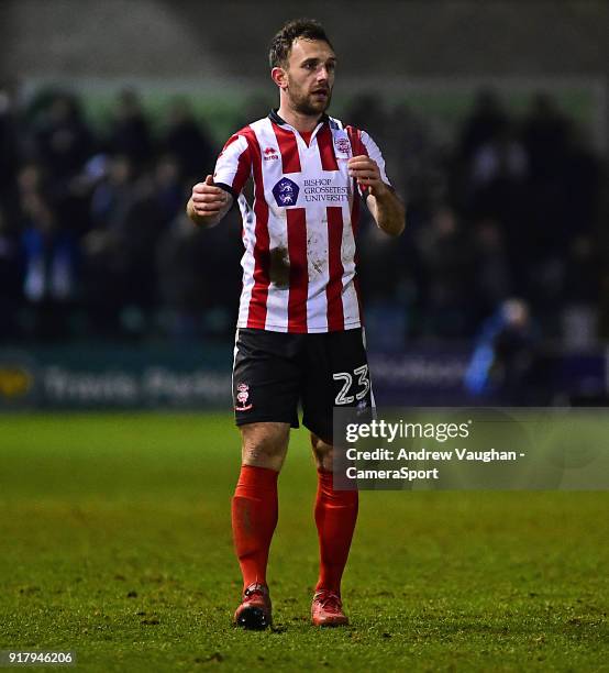 Lincoln City's Neal Eardley during the Sky Bet League Two match between Lincoln City and Cheltenham Town at Sincil Bank Stadium on February 13, 2018...