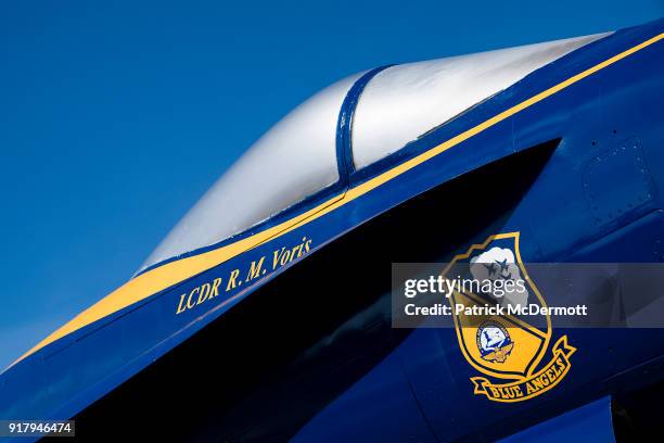 Detail view of a retired Blue Angels F/A-18 Hornet during a tour of the Navy-Marine Corps Memorial Stadium, the site of the 2018 Coors Light NHL...