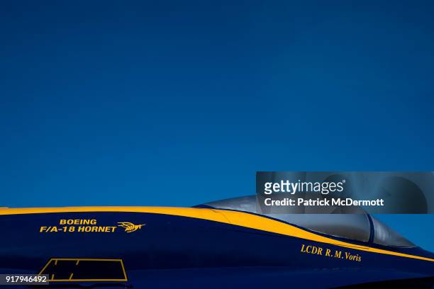 Detail view of a retired Blue Angels F/A-18 Hornet during a tour of the Navy-Marine Corps Memorial Stadium, the site of the 2018 Coors Light NHL...