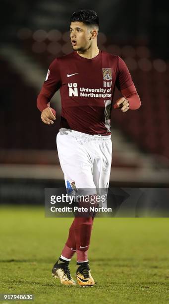 Boris Mathis of Northampton Town in action during the Sky Bet League One match between Northampton Town and Gillingham at Sixfields on February 13,...