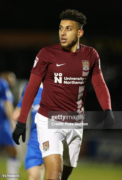 Daniel Powell of Northampton Town in action during the Sky Bet League One match between Northampton Town and Gillingham at Sixfields on February 13,...