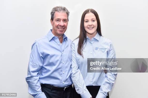 Greg Childs and Tayla Childs at the Apprentice Jockeys Induction at Racing Victoria on February 14, 2018 in Flemington, Australia.