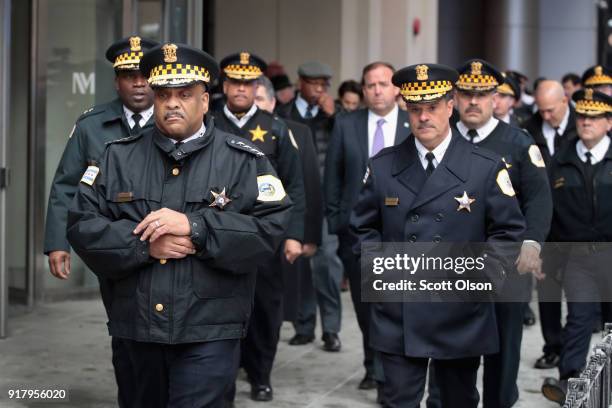 Chicago Police Superintendent Eddie Johnson prepares to speak to the press outside Northwestern Memorial Hospital following the shooting death of...