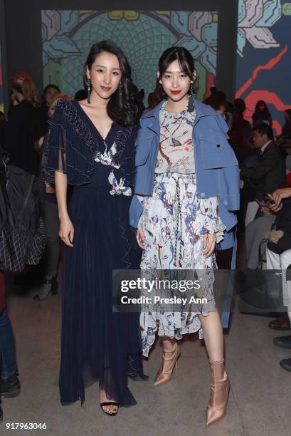 Jane Wu and Wen Ya attend the Vivienne Tam front row during New York Fashion Week at Spring Studios on February 13, 2018 in New York City.