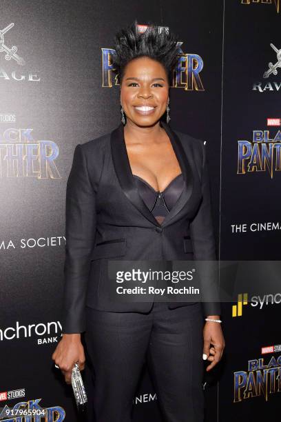 Comedian Leslie Jones attends the screening of Marvel Studios' "Black Panther" hosted by The Cinema Society on February 13, 2018 in New York City.