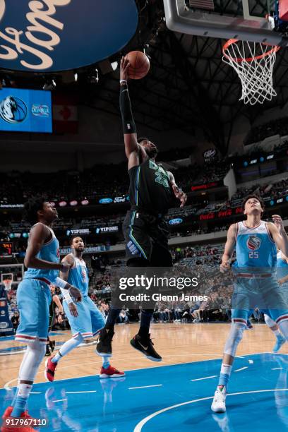 Wesley Matthews of the Dallas Mavericks shoots the ball against the Sacramento Kings on February 13, 2018 at the American Airlines Center in Dallas,...