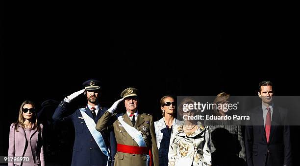 The Spanish Royal family, Princess Letizia, Crown Prince Felipe, King Juan Carlos I, Infanta Elena, Queen Sofia, Infanta Cristina, and Duke Inaki...