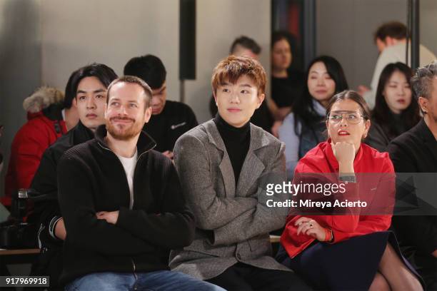 Fashion designer Calvin Luo watches the rehearsal before the Calvin Luo fashion show during New York Fashion Week on February 13, 2018 in New York...