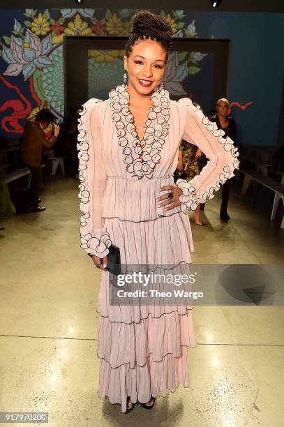 Actor Carra Patterson attends the Vivienne Tam front row during New York Fashion Week: The Shows at Gallery I at Spring Studios on February 13, 2018...