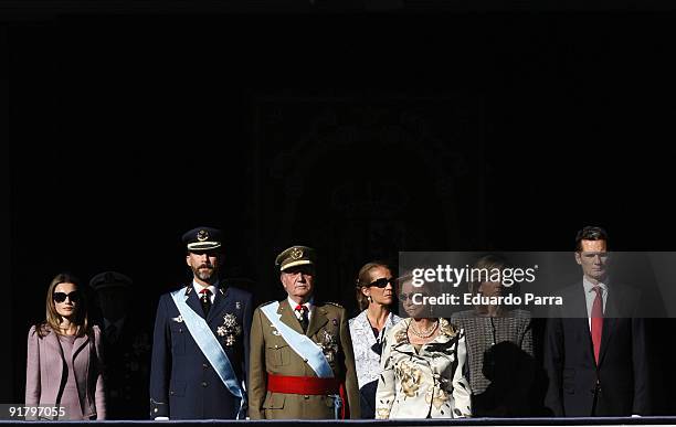 The Spanish Royal family, Princess Letizia, Crown Prince Felipe, King Juan Carlos I, Infanta Elena, Queen Sofia, Infanta Cristina, and Duke Inaki...