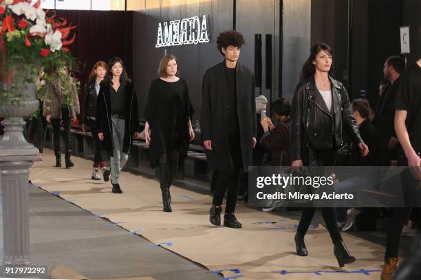 Models walk the runway during rehearsal at the Calvin Luo fashion show during New York Fashion Week on February 13, 2018 in New York City.