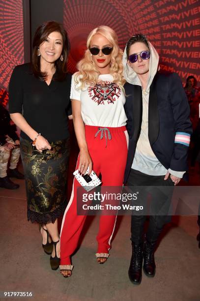 Gigi Gorgeous , Nats Getty , and a guest attend the Vivienne Tam front row during New York Fashion Week: The Shows at Gallery I at Spring Studios on...