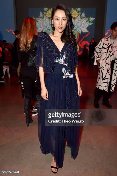 Jane Wu attends the Vivienne Tam front row during New York Fashion Week: The Shows at Gallery I at Spring Studios on February 13, 2018 in New York...