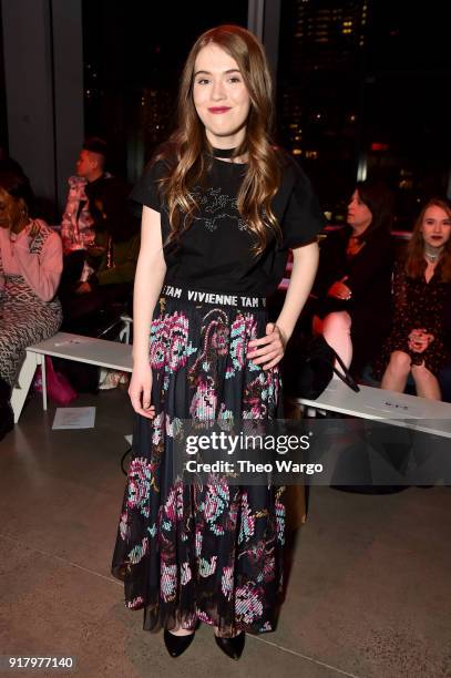 Ashley Gerasimovich attends the Vivienne Tam front row during New York Fashion Week: The Shows at Gallery I at Spring Studios on February 13, 2018 in...