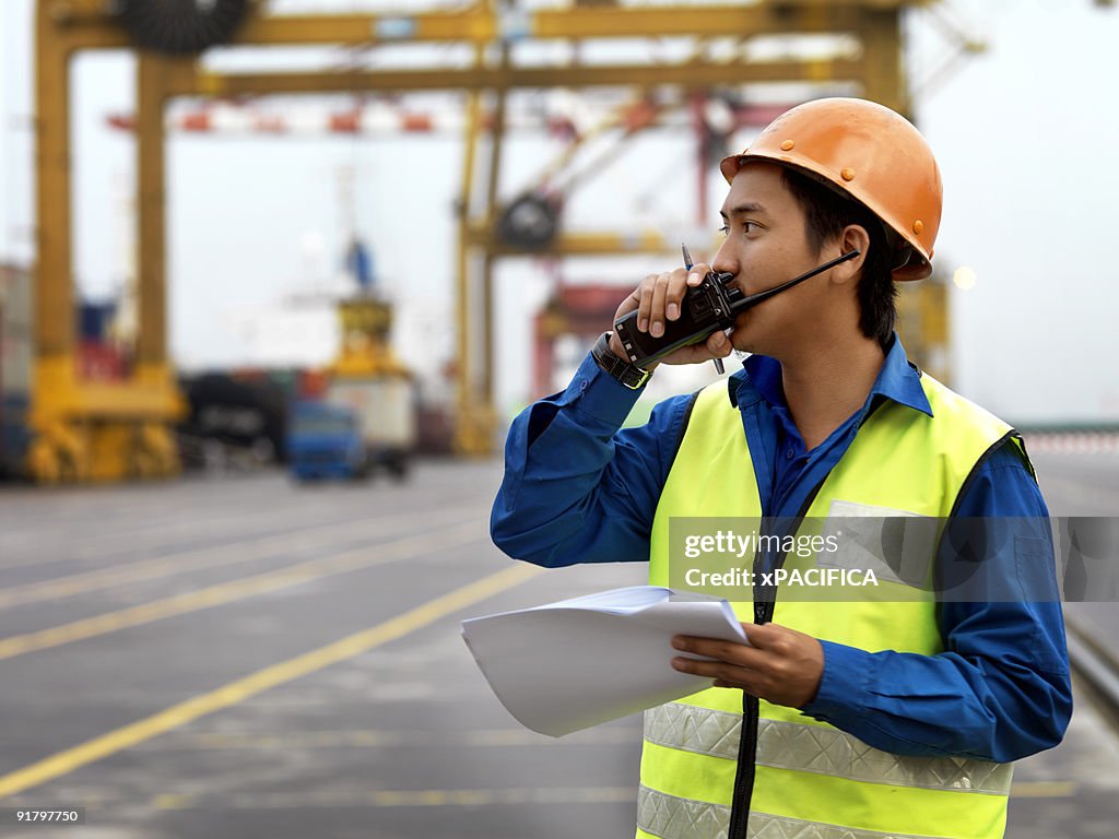 Container Worker A Container Port Worker On The Job High-Res Stock Photo - Getty Images