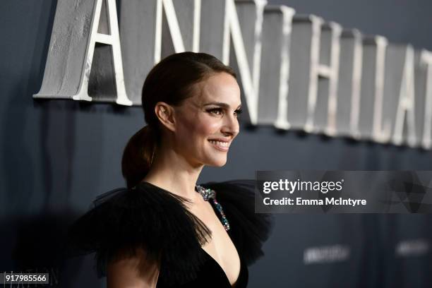 Natalie Portman attends the premiere of Paramount Pictures' 'Annihilation' at Regency Village Theatre on February 13, 2018 in Westwood, California.