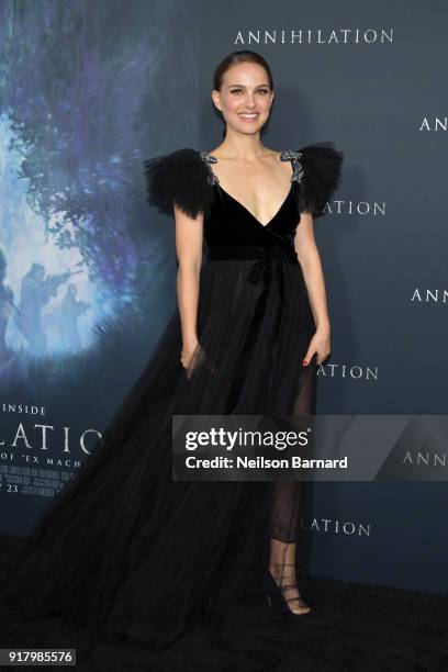 Natalie Portman attends the premiere of Paramount Pictures' 'Annihilation' at Regency Village Theatre on February 13, 2018 in Westwood, California.