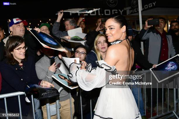 Tessa Thompson attends the premiere of Paramount Pictures' 'Annihilation' at Regency Village Theatre on February 13, 2018 in Westwood, California.