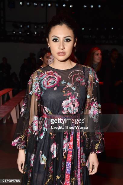 Francia Raisa attends the Vivienne Tam front row during New York Fashion Week: The Shows at Gallery I at Spring Studios on February 13, 2018 in New...