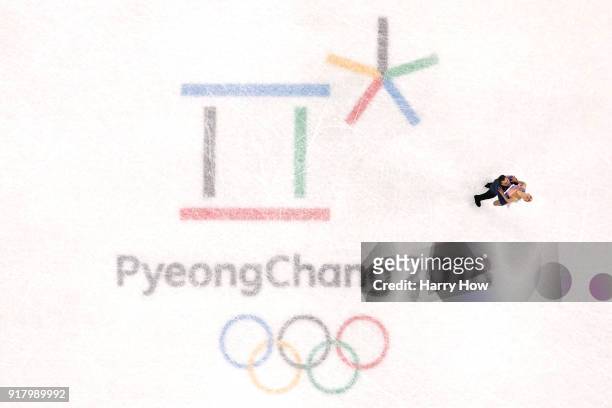 Paige Conners and Evgeni Krasnopolski of Israel compete during the Pair Skating Short Program on day five of the PyeongChang 2018 Winter Olympics at...