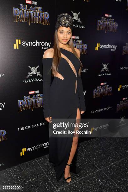 Model Danielle Herrington attends the screening of Marvel Studios' "Black Panther" hosted by The Cinema Society on February 13, 2018 in New York City.